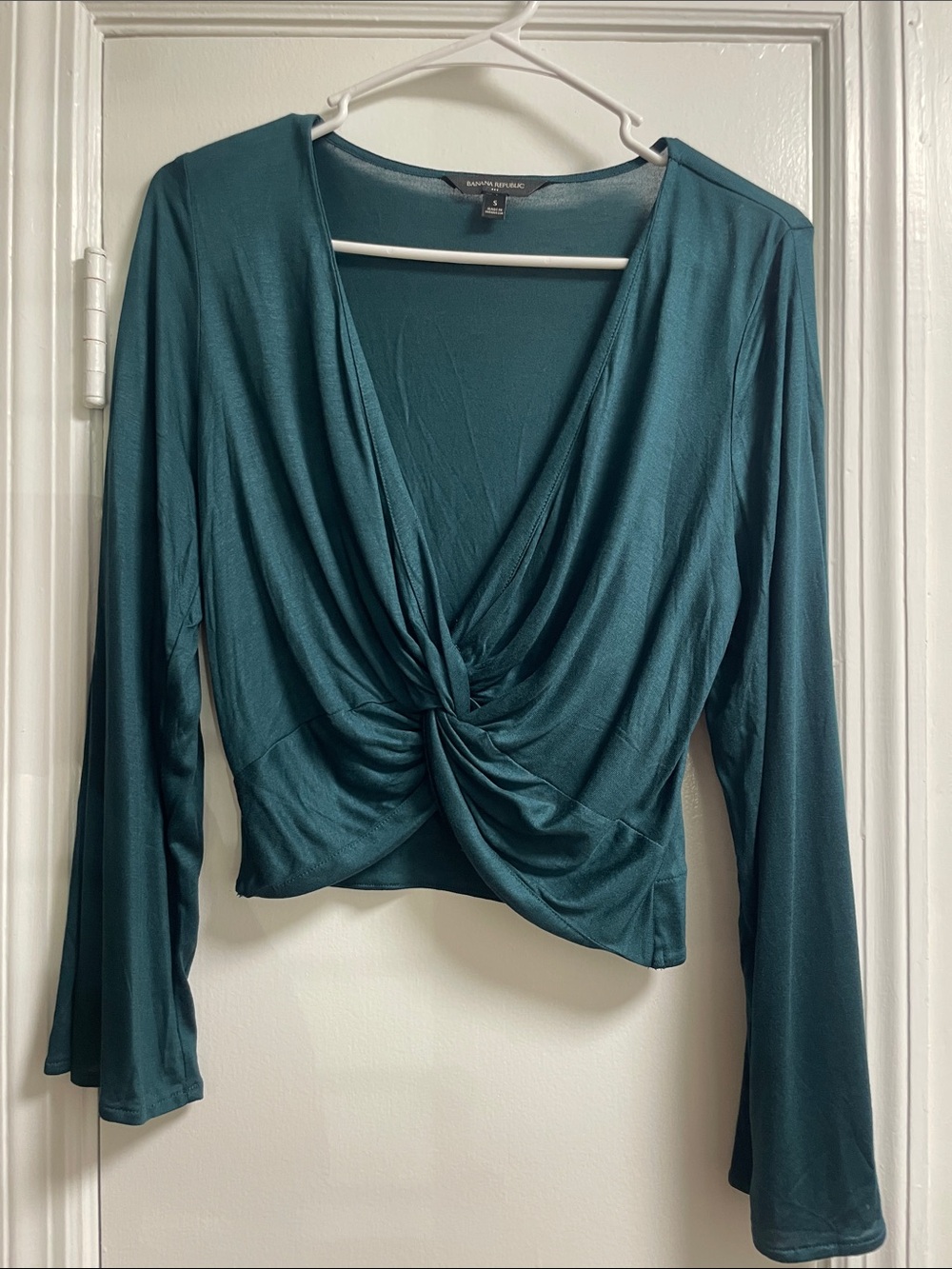 Banana Republic Teal Twist-Knot Long Sleeve Top